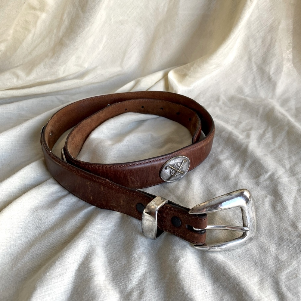 Vintage Sentry Leather Golf Belt 32 Concho Club Driver Ball Brown 1522